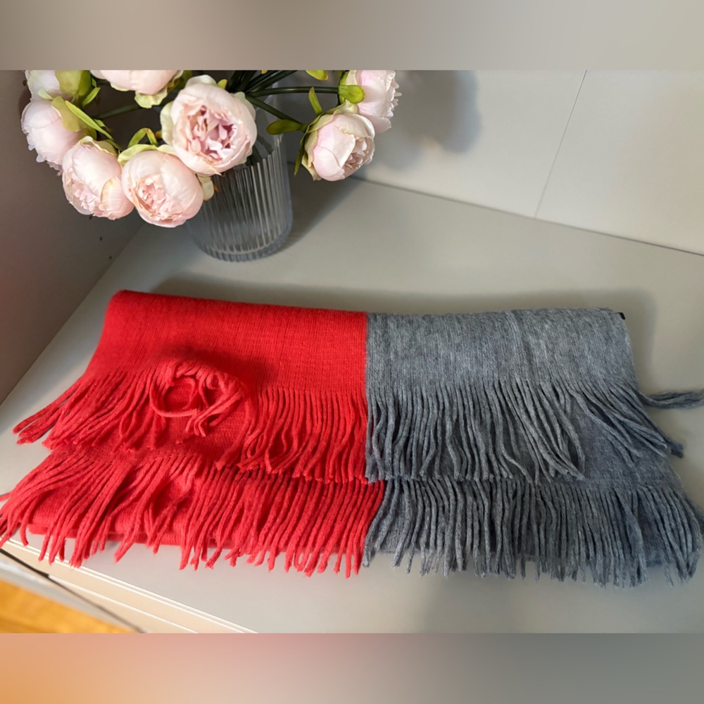 RW&CO. Coral and Gray Soft Scarf